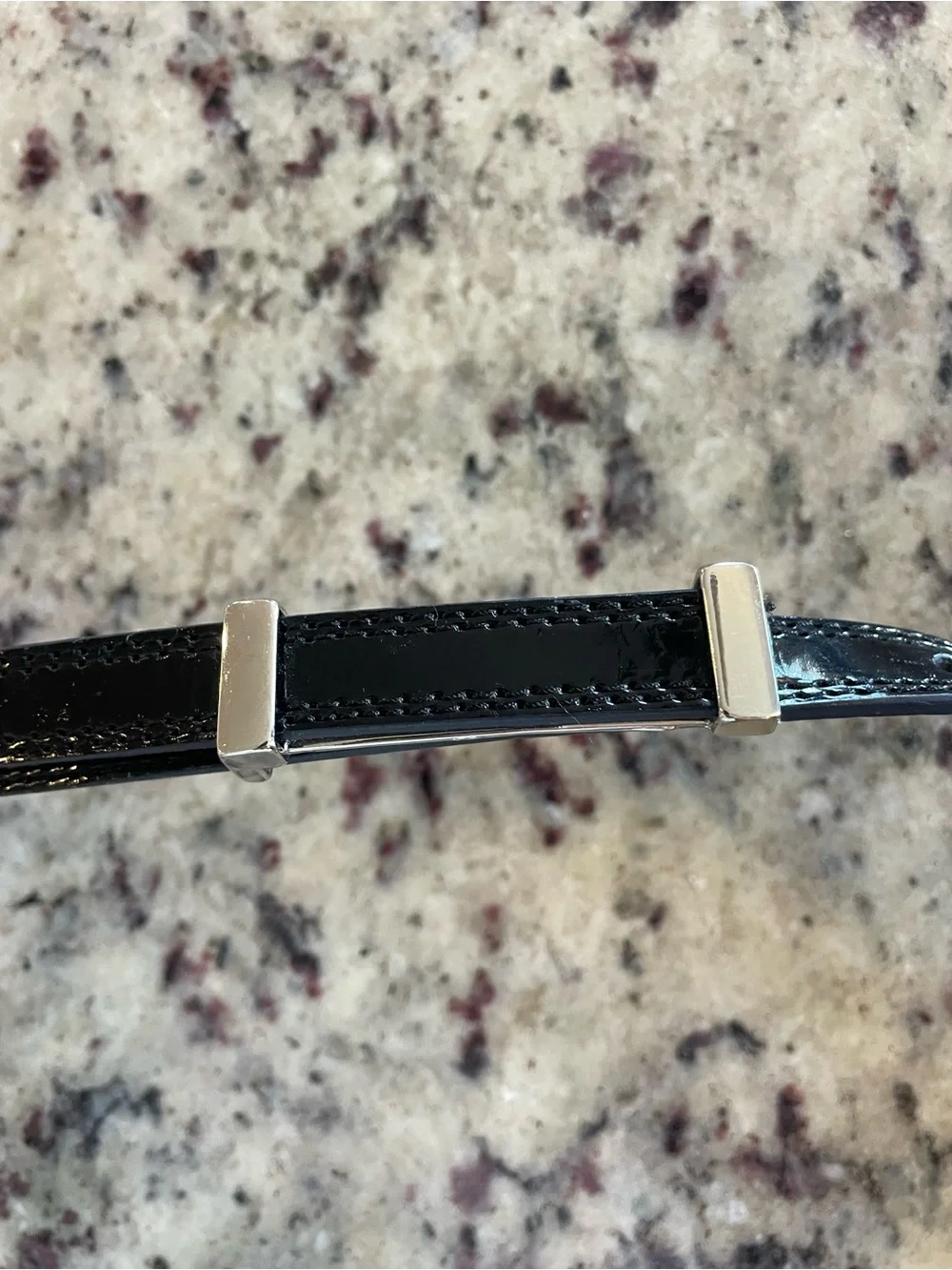 Women's Black genuine Patent leather Skinny Waist Belt 30-34
